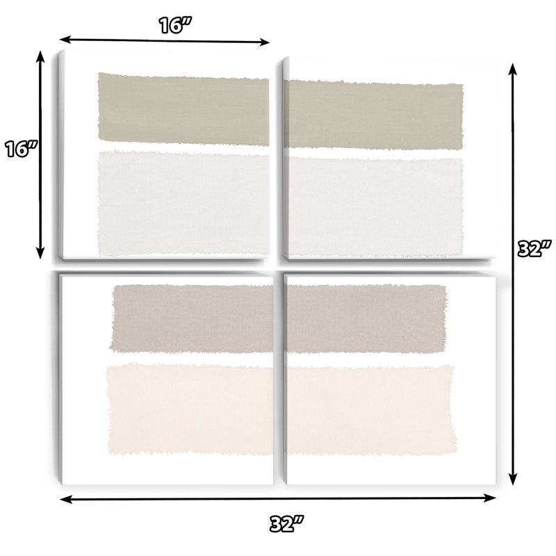 «Painted Weaving I Neutral On White Sq», ensemble de 4 reproductions d'art sur toile