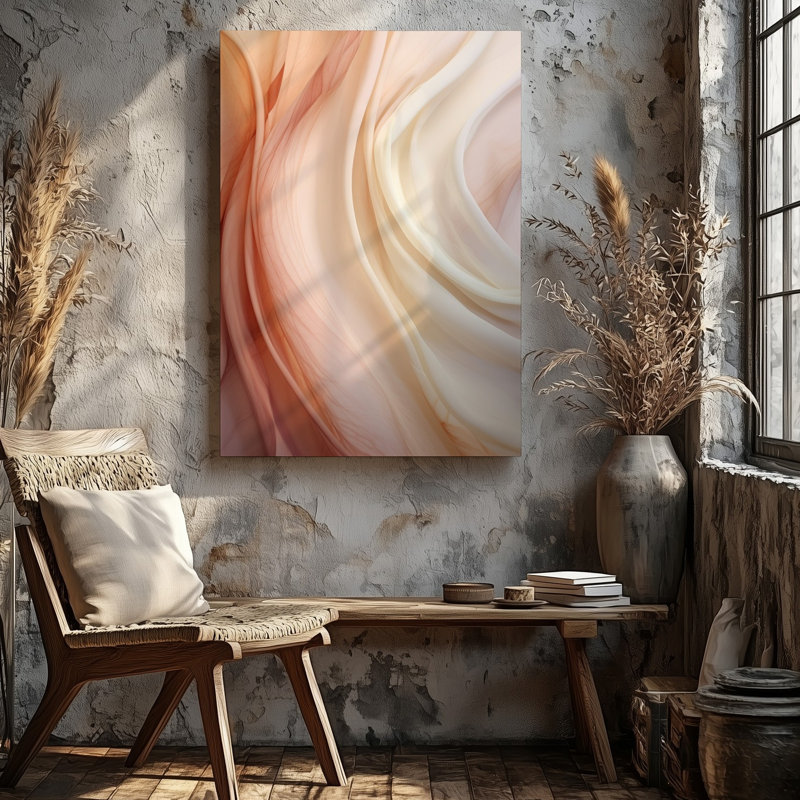 Toile, "abstraite" avec des vagues fluides de couleurs pastel, art sur toile, H 14 po x l 11 po