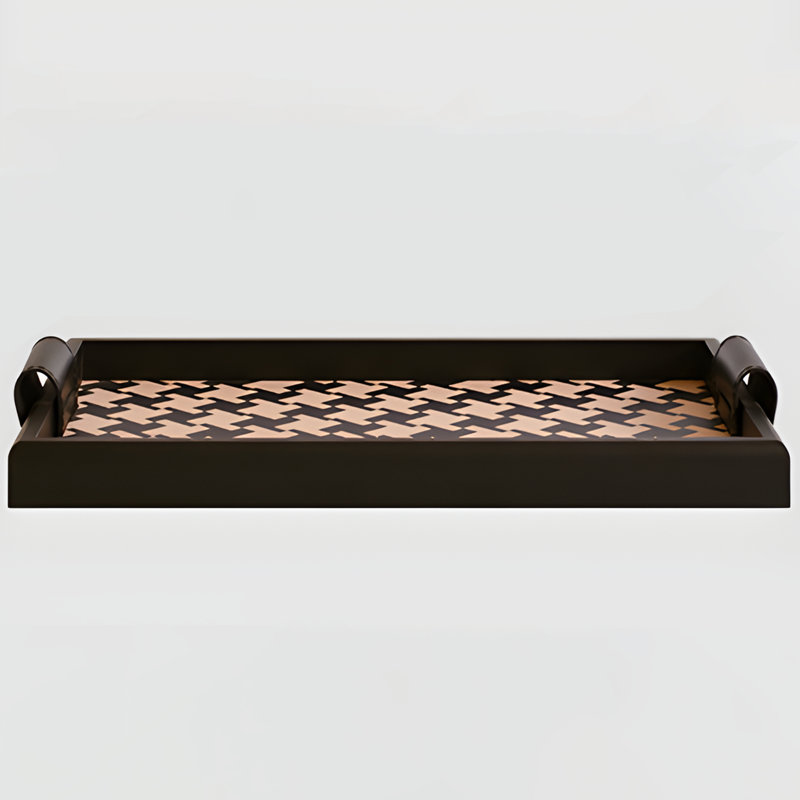 Thousand Bird Grid Light Luxury Storage Tray - Combining Bamboo, Wood And Leather To Create Elegant Art For Living Room And Desktop