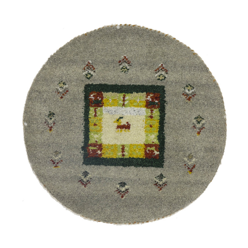 Tapis oriental oriental rond gris Greige Tribal