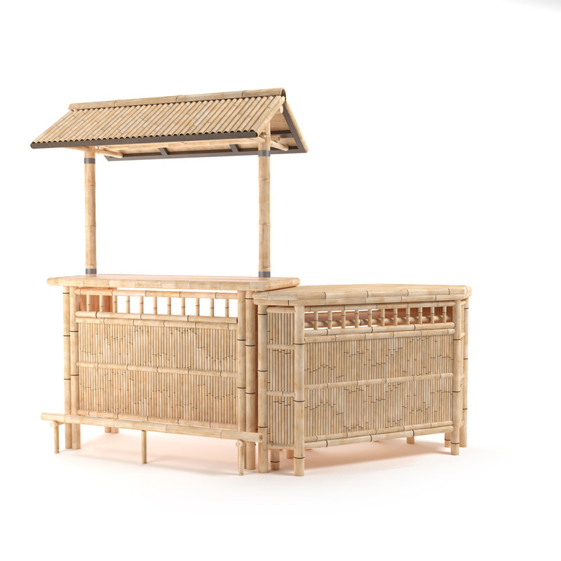 Ensemble de bar et deux tabourets Bamboo Tiki By RAM Game Room
