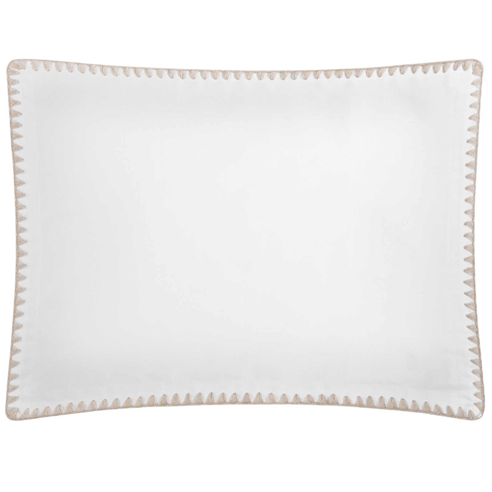 Poppy 100% Cotton Percale Shams, white/ latte, Euro