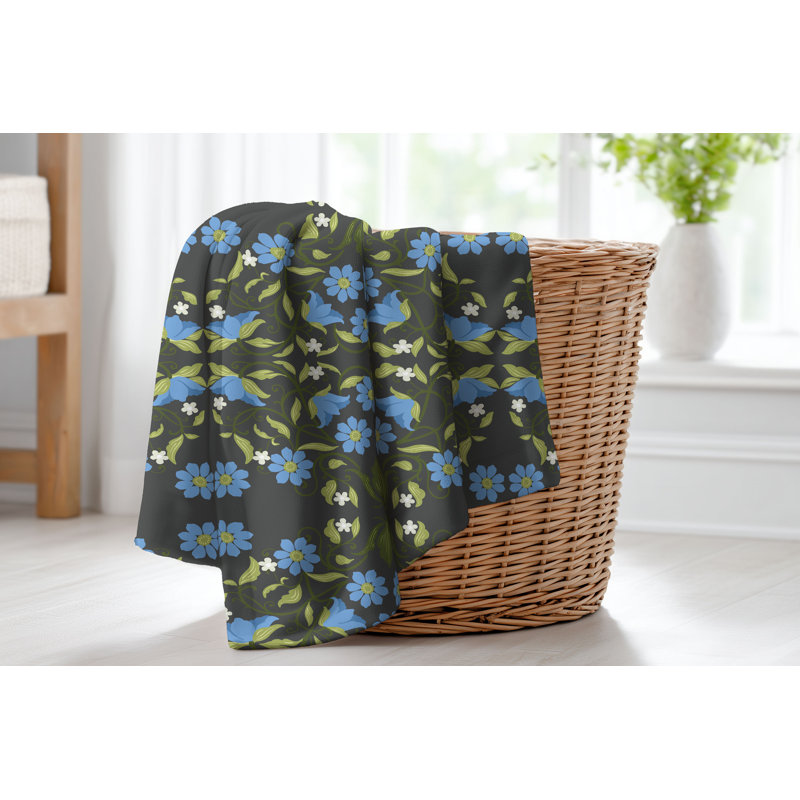 Couverture en velours de polaire Millie, Floral gris anthracite, L 80 po x l 60 po