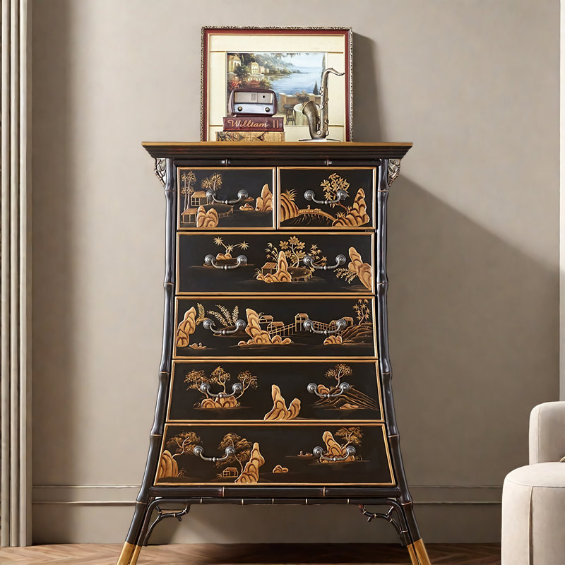 Commode d'appoint simple en bois massif rétro
