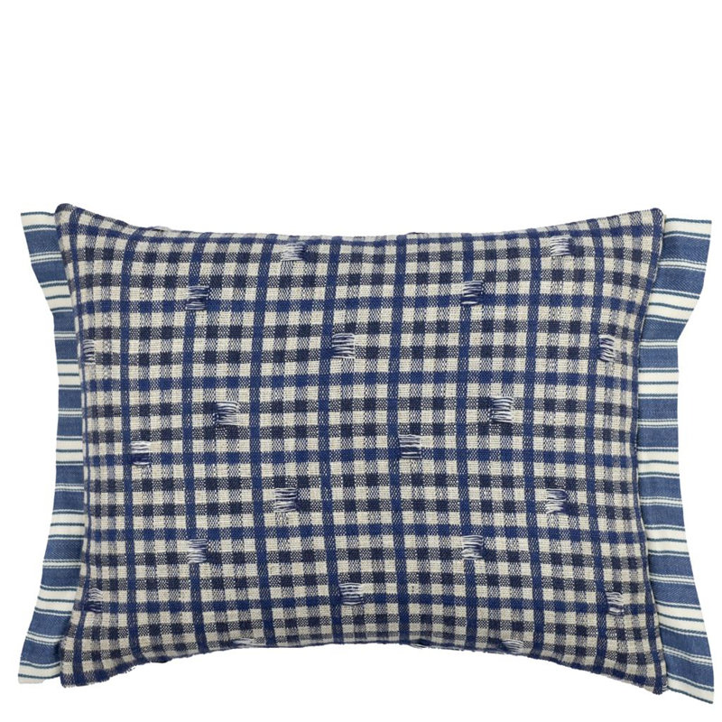 Toile Vichy Decorative Pillow, Indigo