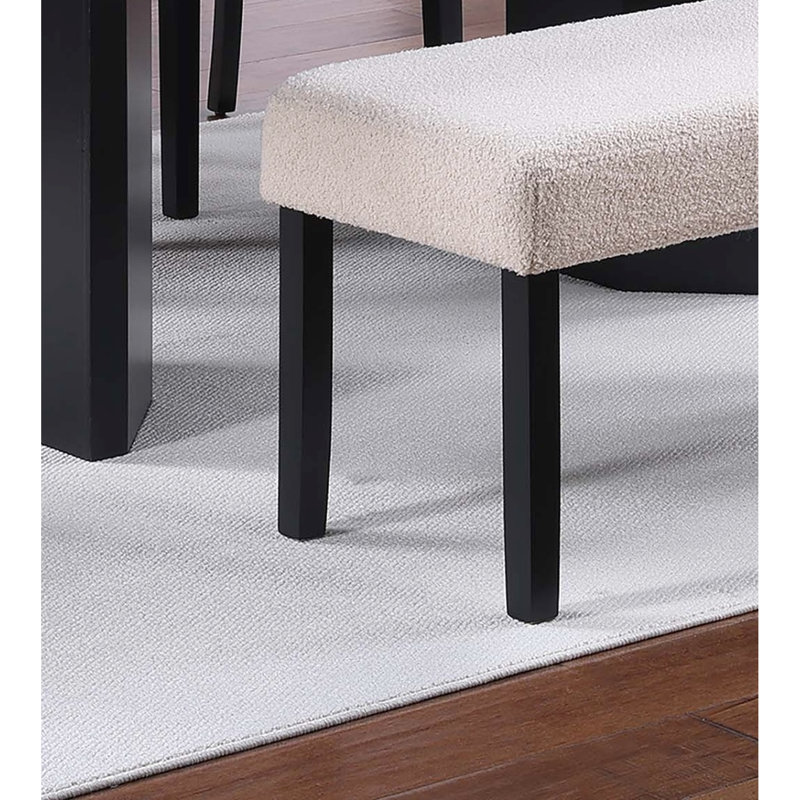 Classic 1Pc Dining Bench With Textured Soft Fabric Upholstery, Black Tapered Legs, 41" X 16" 19" H For Space And Neutral Colors, Upholstered, Design Area