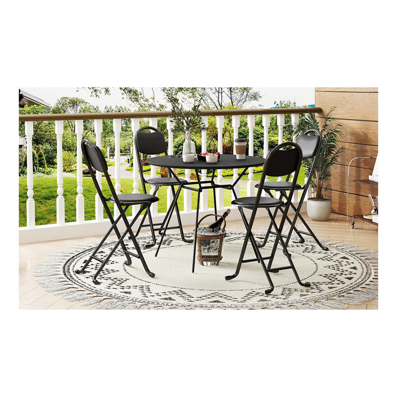 Tabouret pliant 4 pièces avec dossier, tabouret pliant rembourré et rembourré, chaises pliantes portatives pour la cuisine à l'intérieur et à l'extérieur (café, date prévue de livraison: 2025/6/30)