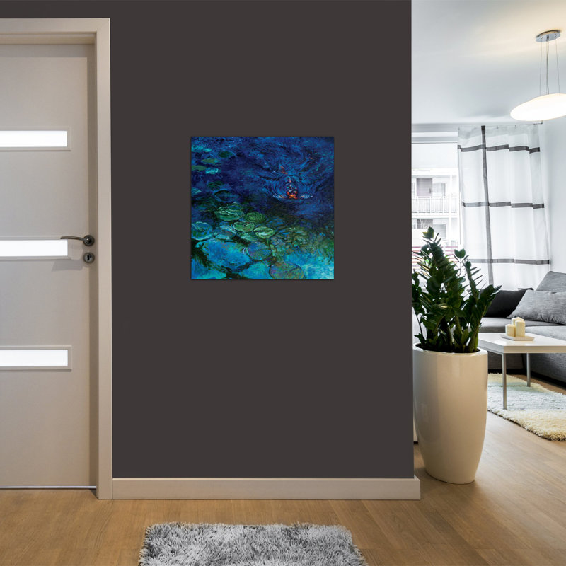 Iris Scott - Lone Koi, reproduction d'art sur toile tendue, H 26 po x l 26 po x P 1,5 po, Toile tendue, Pas de tapis