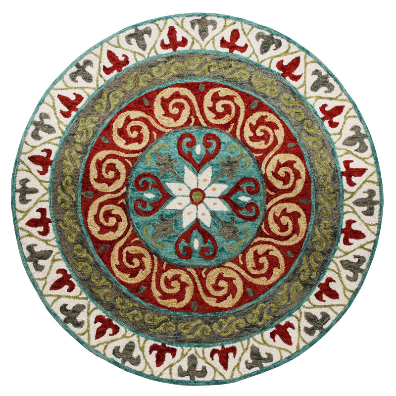 Arliss Hand Tufted Oriental Indoor Rug, Round 5'