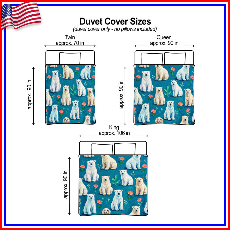 Polar Bears And Dogs Duvet Covers, Queen