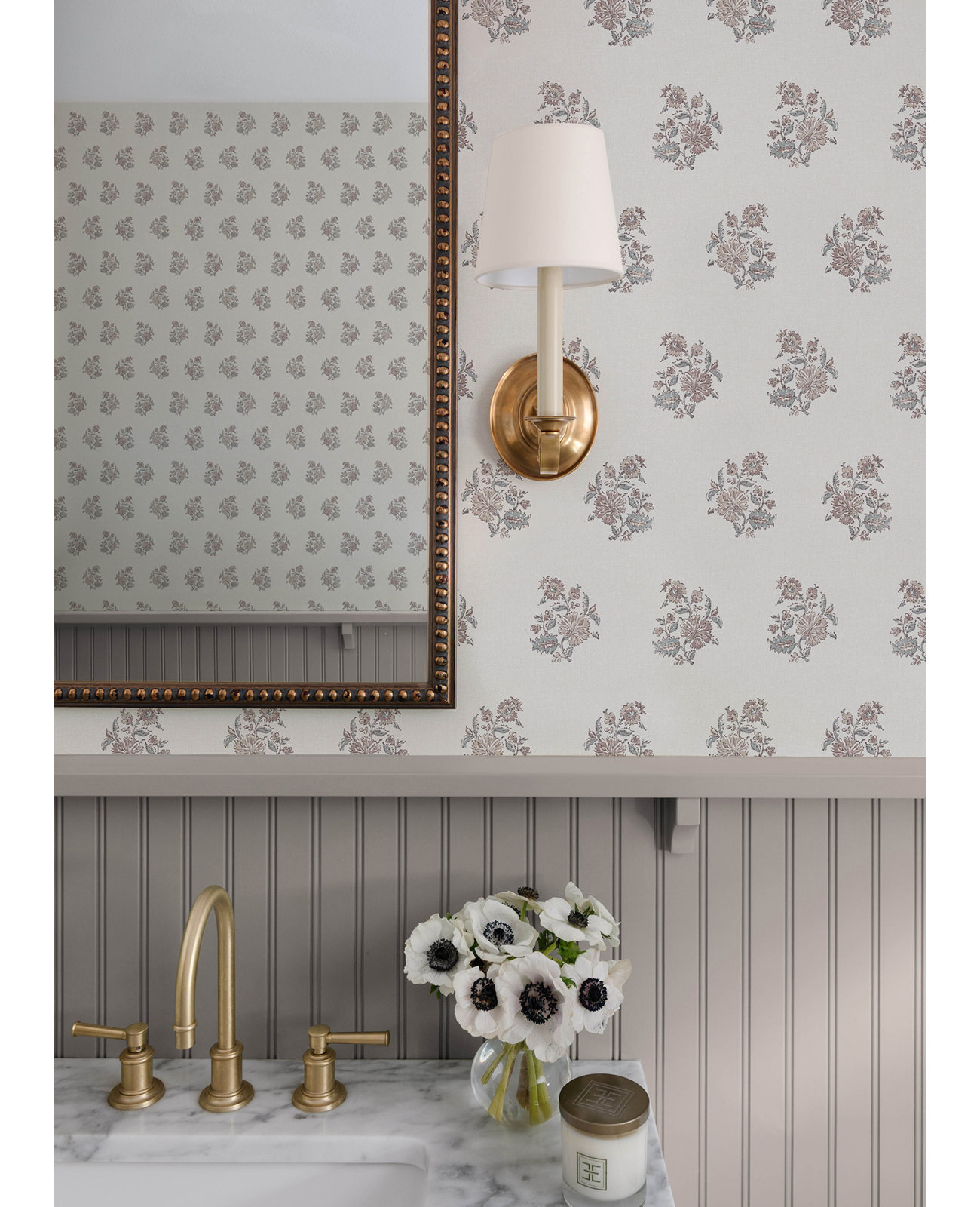 Overbrook Plum Bouquet Toss Wallpaper, Purple
