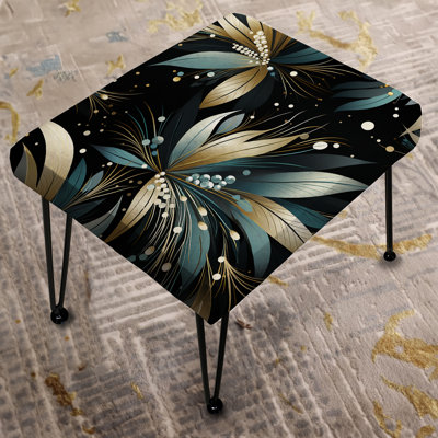 Deep Black And Silver Elegance - Glam Rectangle Ottoman