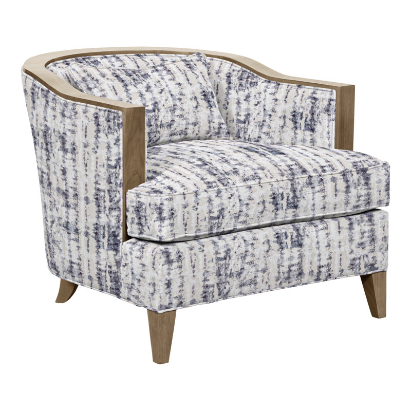 Thom Filicia Home Upholstered Barrel Chair, Hampton, Ozark Marina 100% Cotton