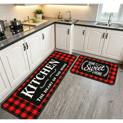Ensemble de 2 tapis de cuisine antidérapants lavables de 17 x 29 et 17 x 47 po