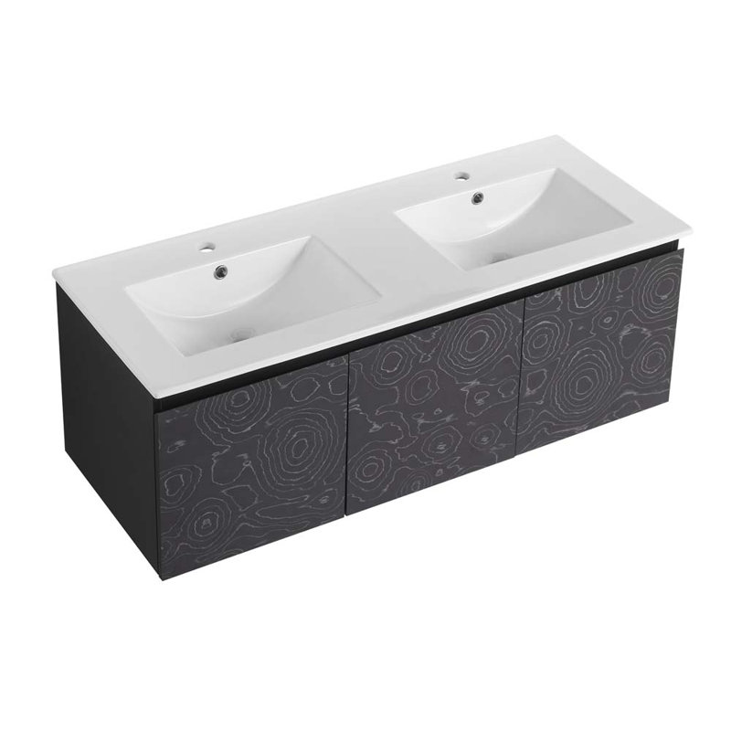Meuble-lavabo double 47,6 po avec plateau en céramique Baela