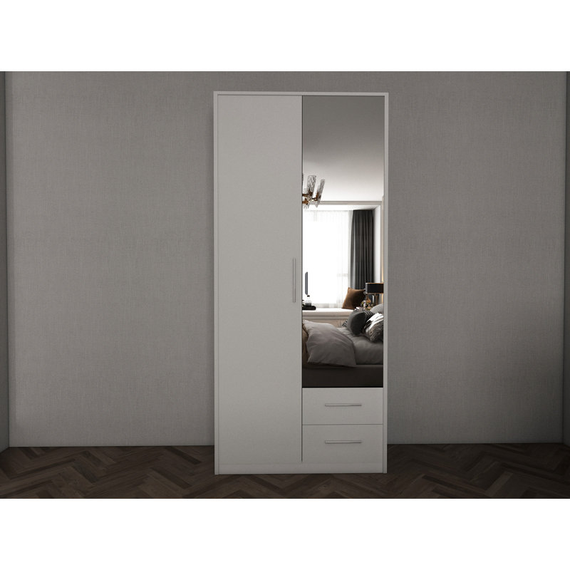 Pamel 2 Door Manufactured Wood Wardrobe, White