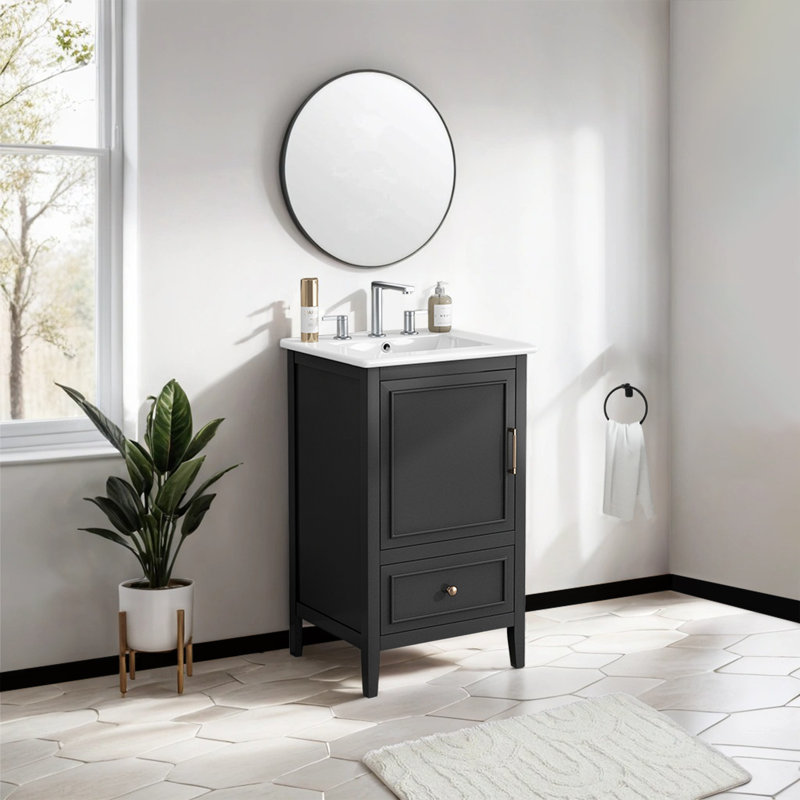 Meuble-lavabo simple 20 po avec comptoir en céramique