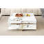 Modern Square Marble Textured Coffee Table With 4 Drawers And Suspended Base, White, 43.3"