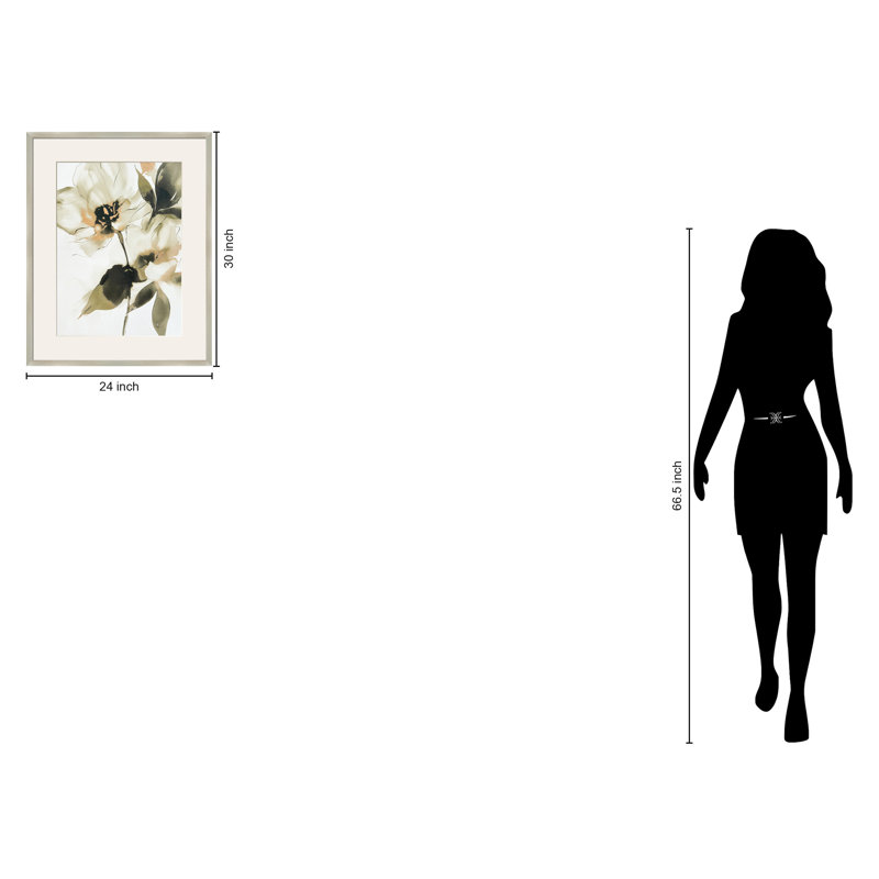 «Whispering Petals I», art mural encadré en toile sous verre - 24 po x 30 po - cadre champagne