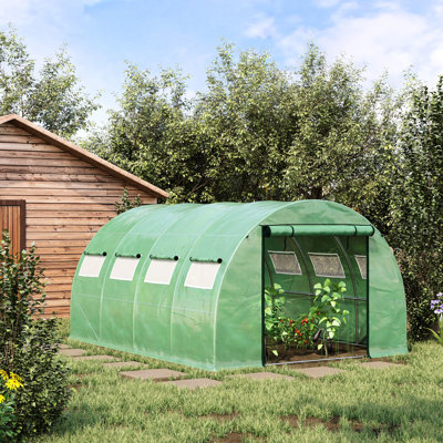 Walk-in Greenhouse 13 'x 10' 6,5 ', acier galvanisé, 2 portes à fermeture à glissière, 10 fenêtres en filet, créent un environnement idéal pour les plantes, serre 6,5', maximise la productivité,