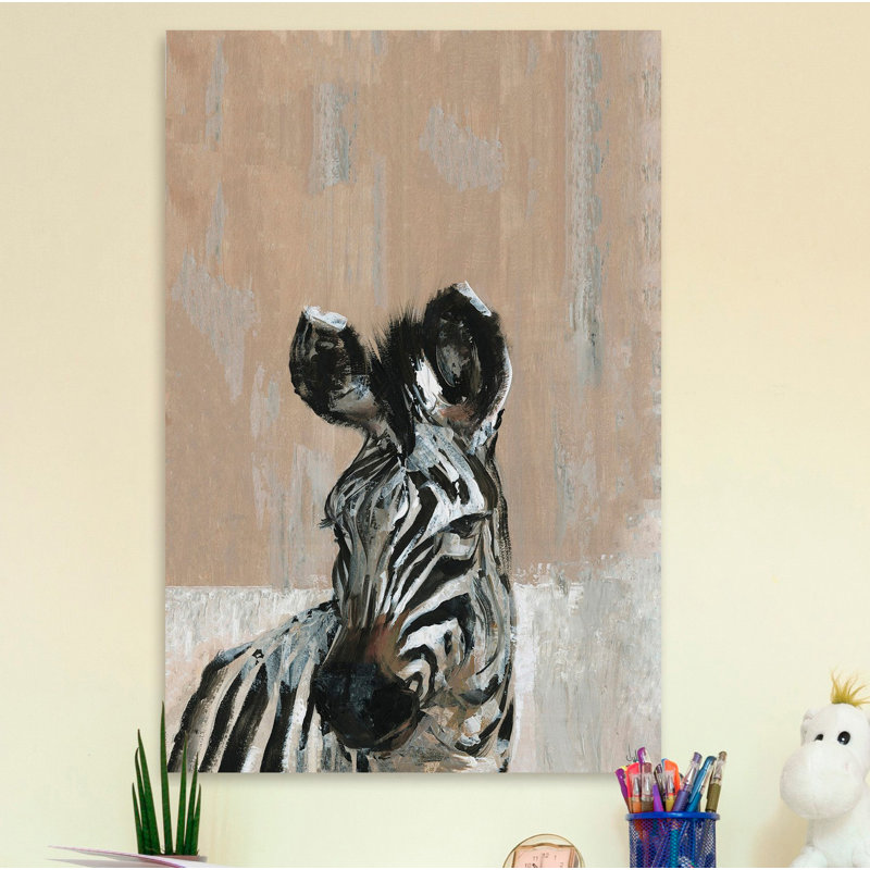 'Bonjour Zebra' Print on Wrapped Canvas, 45" H x 30" W x 1.5" D