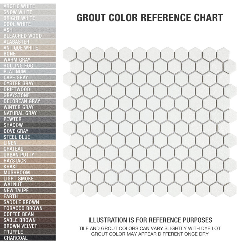 Hudson 1" X 1" Hex Porcelain Mosaic Floor And Wall Tile