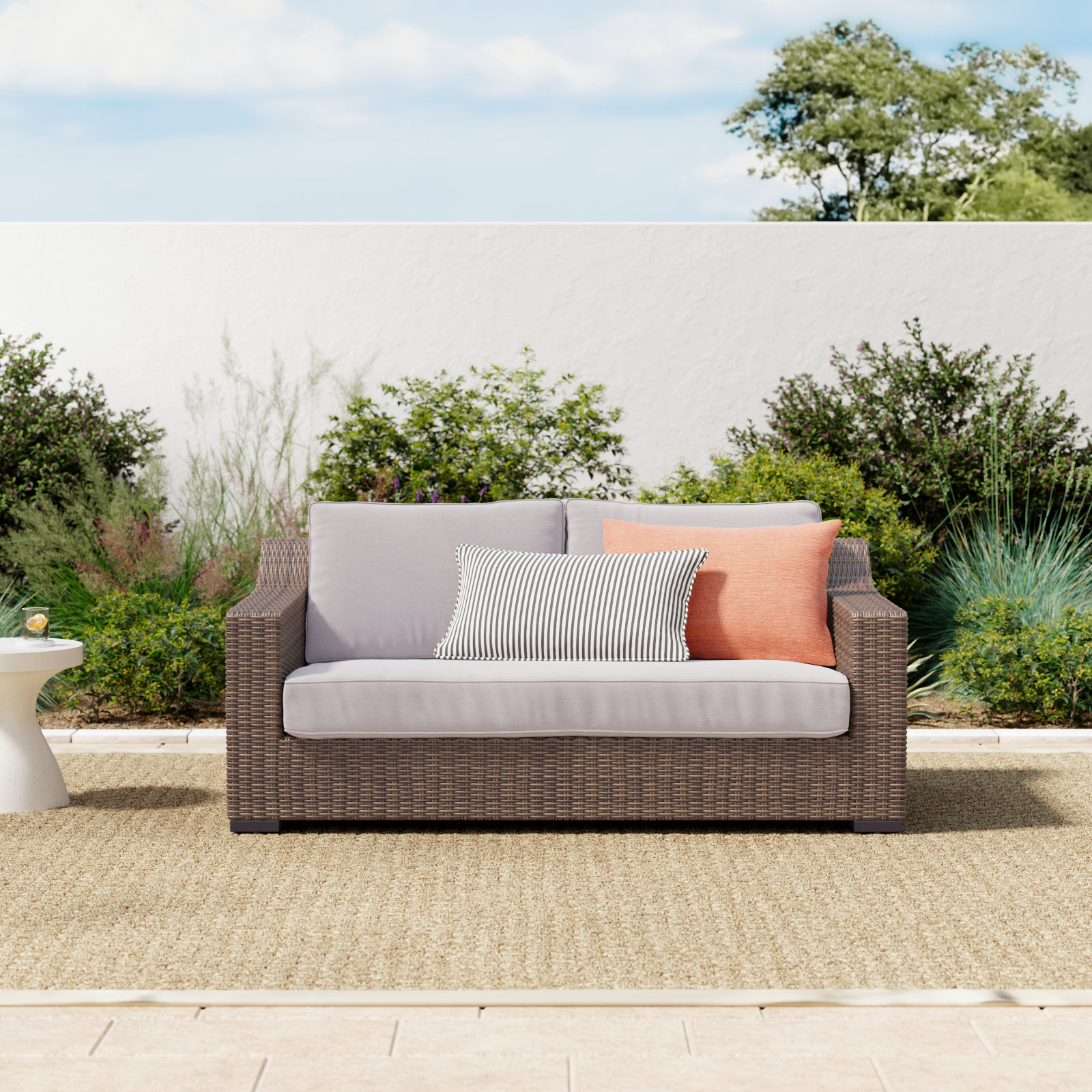 Manhattan Rustic Wicker Rattan Loveseat