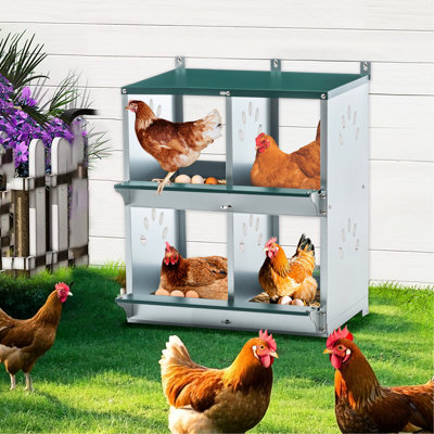 Boîtes de nidification à 4 compartiments en acier galvanisé, profondeur de produit de 22,65 pouces, espace de rangement confortable, couleur, long, ventilé et sec