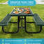 Table de pique-nique rectangulaire de 1,83 m (6 pieds) avec structure en acier et mât de parasol, hauteur généreuse de 76,5 cm (30,11 pouces), surface facile à nettoyer, adaptée à différents environnements extérieurs, résistante aux intempéries, diamètre 183 cm (72 pouces).