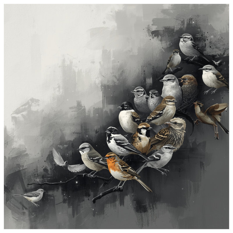 Ensemble d'édredon Group of Small Birds, Grand lit