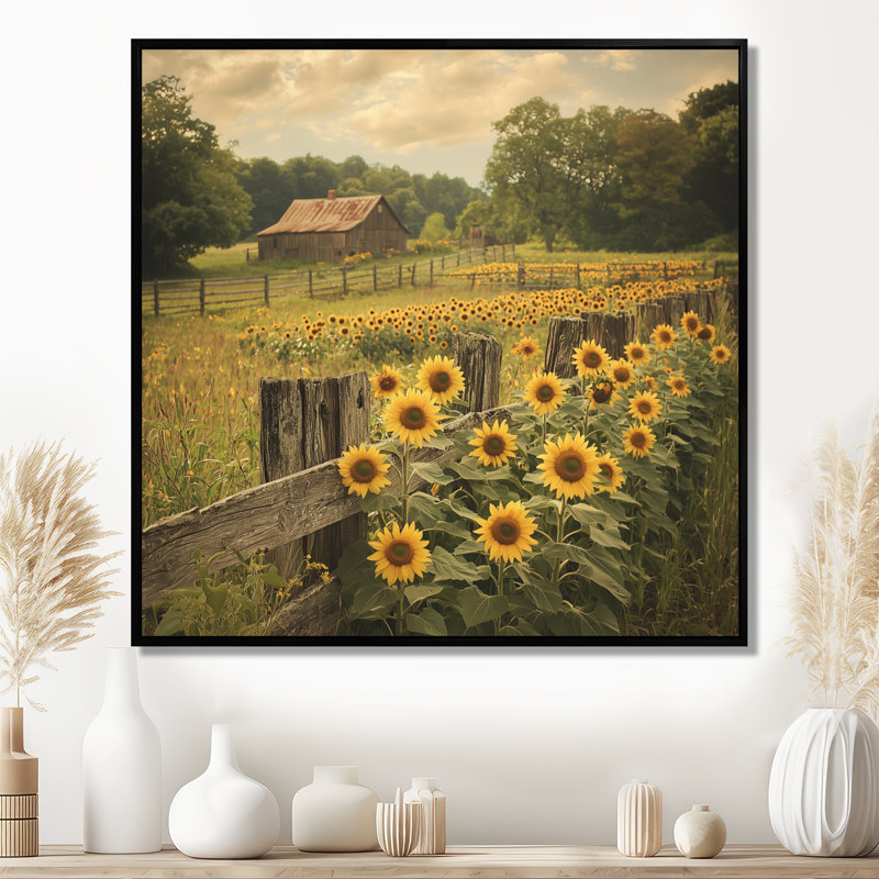 Driton - Art mural floral grand, Impression encadrée flottante, Noir, noir, noir, noir, H 16 po x l 16 po