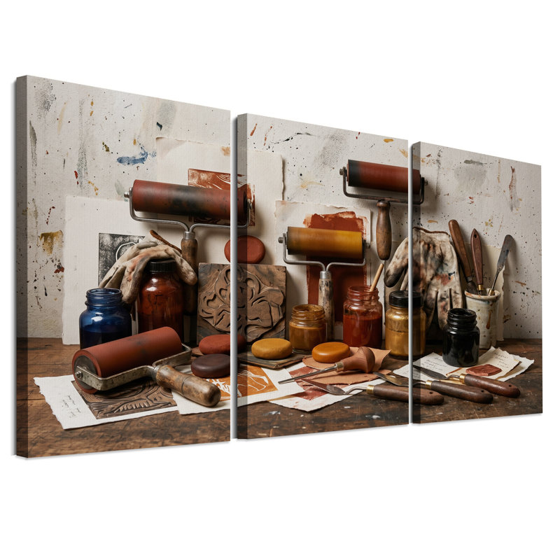 Ensemble de 3 impressions sur toile rustiques sur table, H 18 po x l 12 po x 3 pièces
