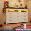 Commode de style campagnard à 63 tiroirs 63 po, commode longue avec lumières DEL et station de charge Karlea-893699292