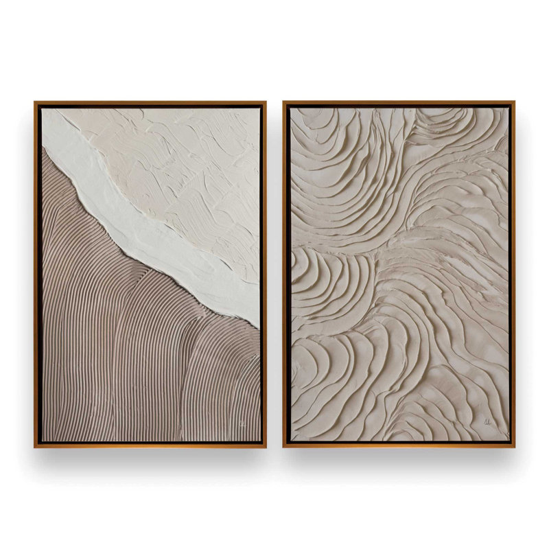 Wave Formations Duo II Set of 2 Canvas Prints in a White Frame, 30" x 20", 19" H x 26" W x 1.75"D