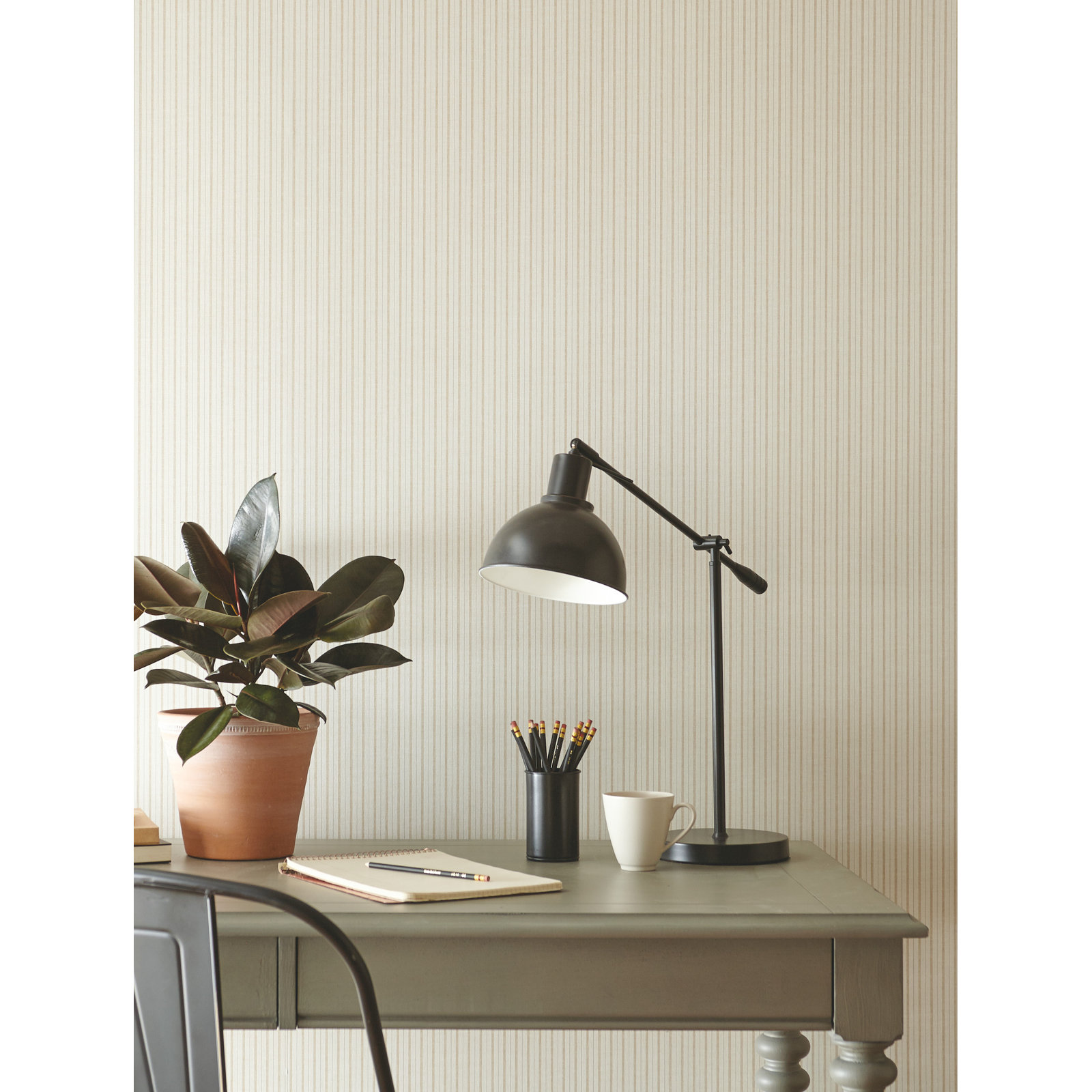 French Ticking Wallpaper Double Roll, Cream