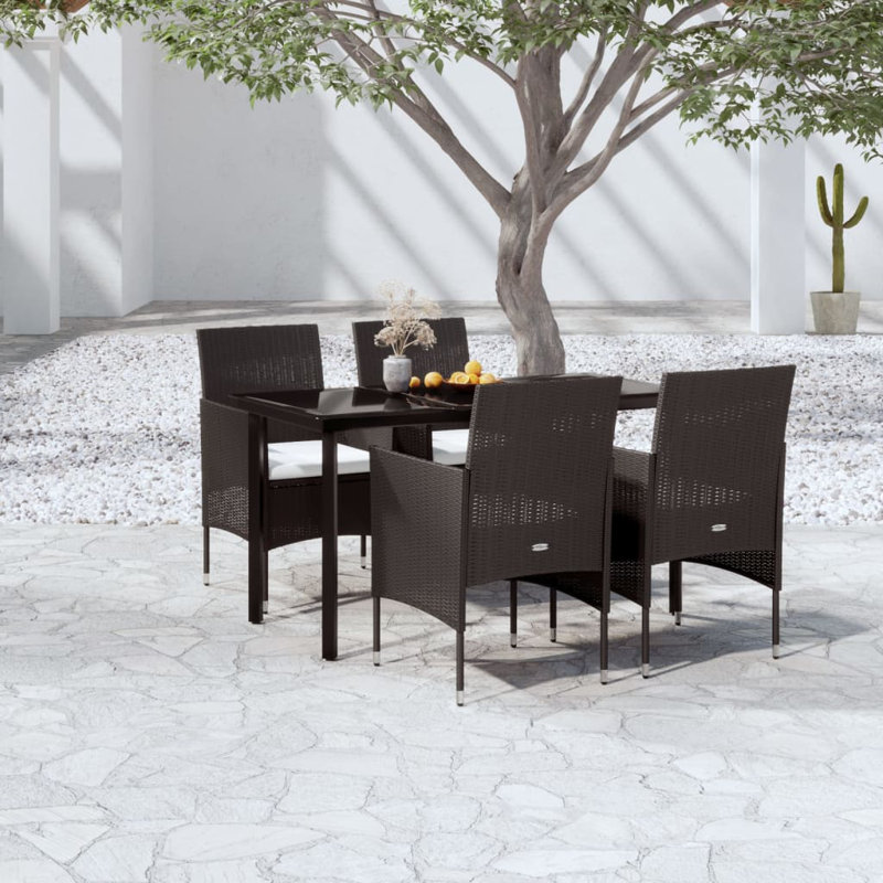Ensemble repas rectangulaire pour 4 personnes Concettino, Brun/crème, H 29,1 po x L 31,5 po x l 63 po, 4