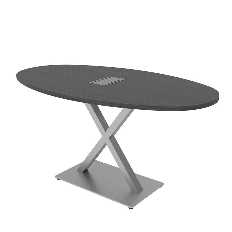 Table de conférence ovale pour bateau avec module d'alimentation et de données, Nuit asiatique, L 60 po x l 36 po