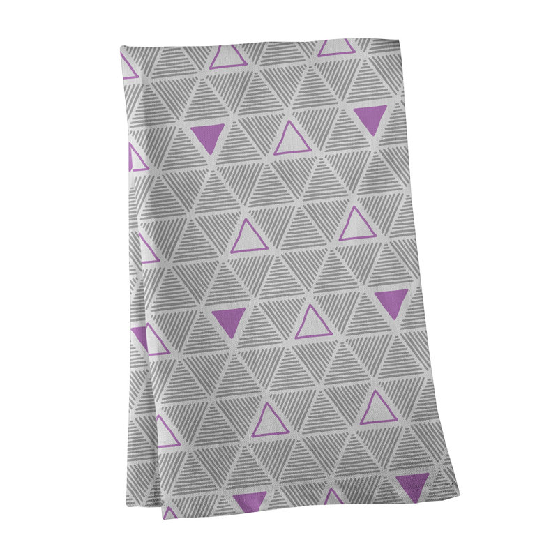 Torchon triangle dessiné à la main, Gris / Magenta, Polyester sergé