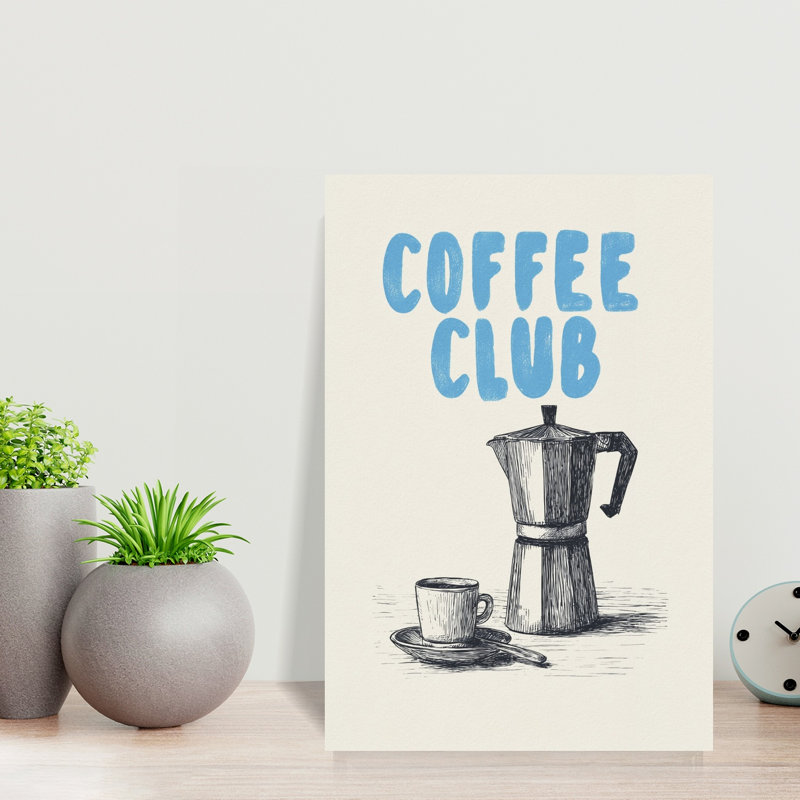 «Coffee Club Moka Pot», art mural architecture rétro, H 18 po x l 12 po