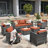 Premium All-Weather Wicker 9 - Person Patio Conversation Set with Cushions-1049511684