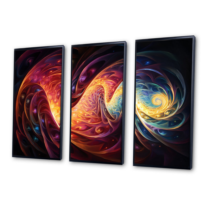 Ensemble de décoration murale Creight - Waves, Cadre flottant noir, H 32 po x l 48 po x P 1 po