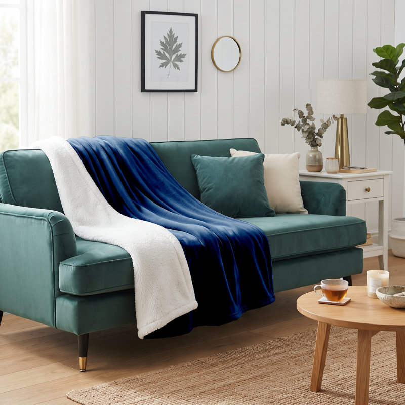 Luxury Sherpa Fleece Throw Blanket – Ultra Soft, Warm & Cosy Plush Sofa and Bed Throw, 130" W x 150" L, Blue