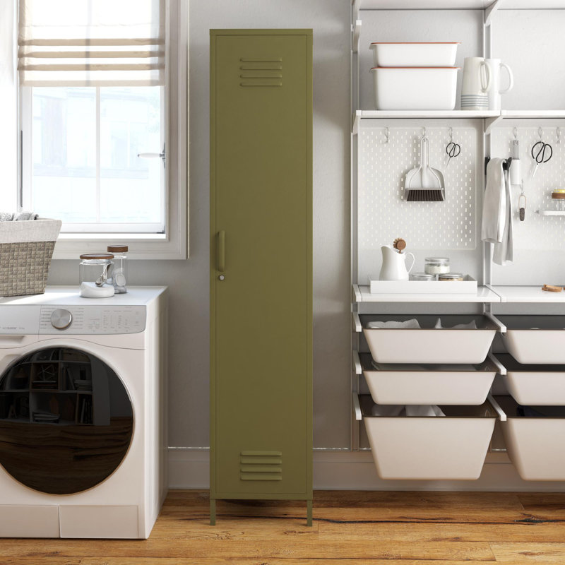 Malari 1 -Door 4 -Shelf Cabinet Office Storage Cabinet, Olive Green