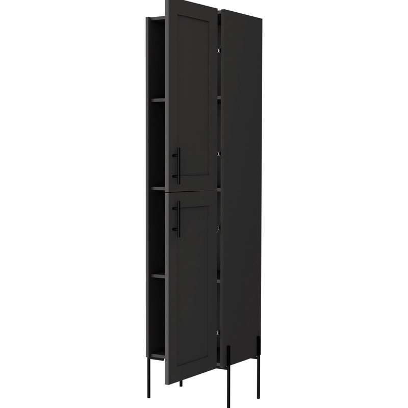 Armoire de rangement moderne pour salle de bain gris mat avec 4 tablettes pour maximiser l'organisation