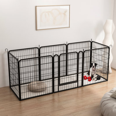 Clôture d'extérieur pour chien de 31,7 po avec porte, enclos en métal robuste pour animaux de compagnie, fer rouille et parc à mécanisme de verrouillage automatique
