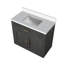 Meuble-lavabo simple en chêne noir 36 po X P 22 po D, avec plateau en quartz blanc