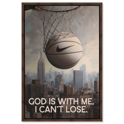 Art Remedy, Jésus sauve la ville de basketball, art mural chrétien, toile encadrée, cadre en noyer, 16 x 24