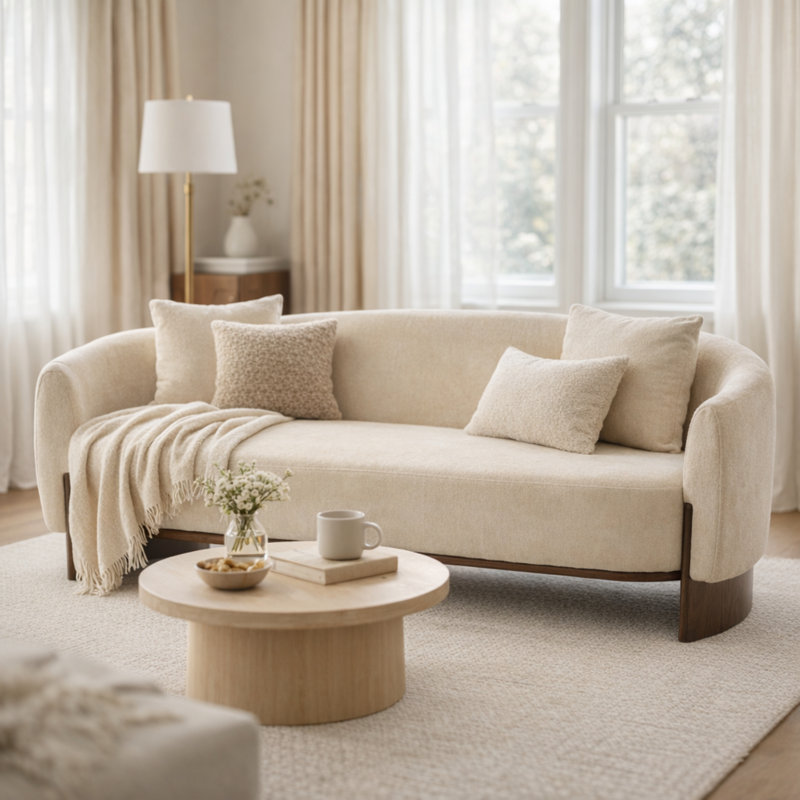 Canapé Curcle Boucle avec base en bois