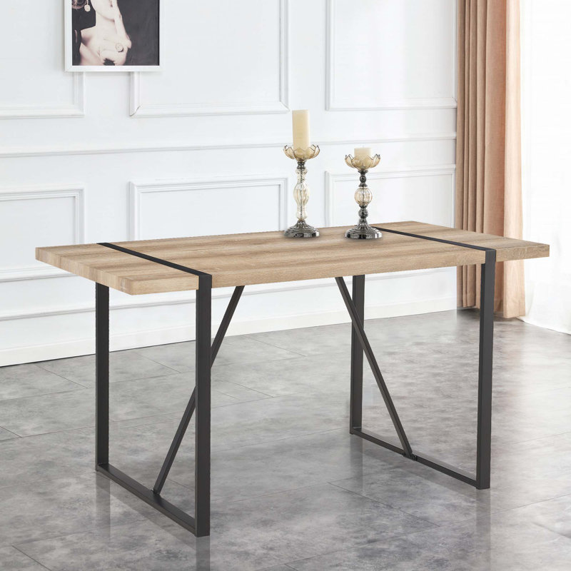 Tables de salle à manger, Noir, H 30 po x L 55 po x l 31,5 po, Brun rustique