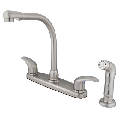 Kingston Brass Two-Handle 4-Hole 8" Centerset Kitchen Faucet with Side Sprayer